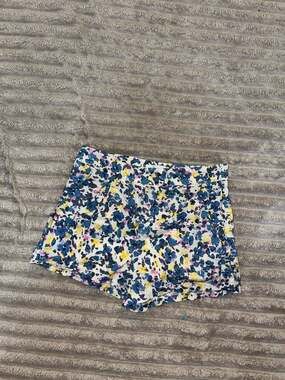 Pants Store Women's Blue Multi-Color Abstract Floral Print Shorts